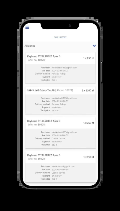 Smartphone with the kuptam app running